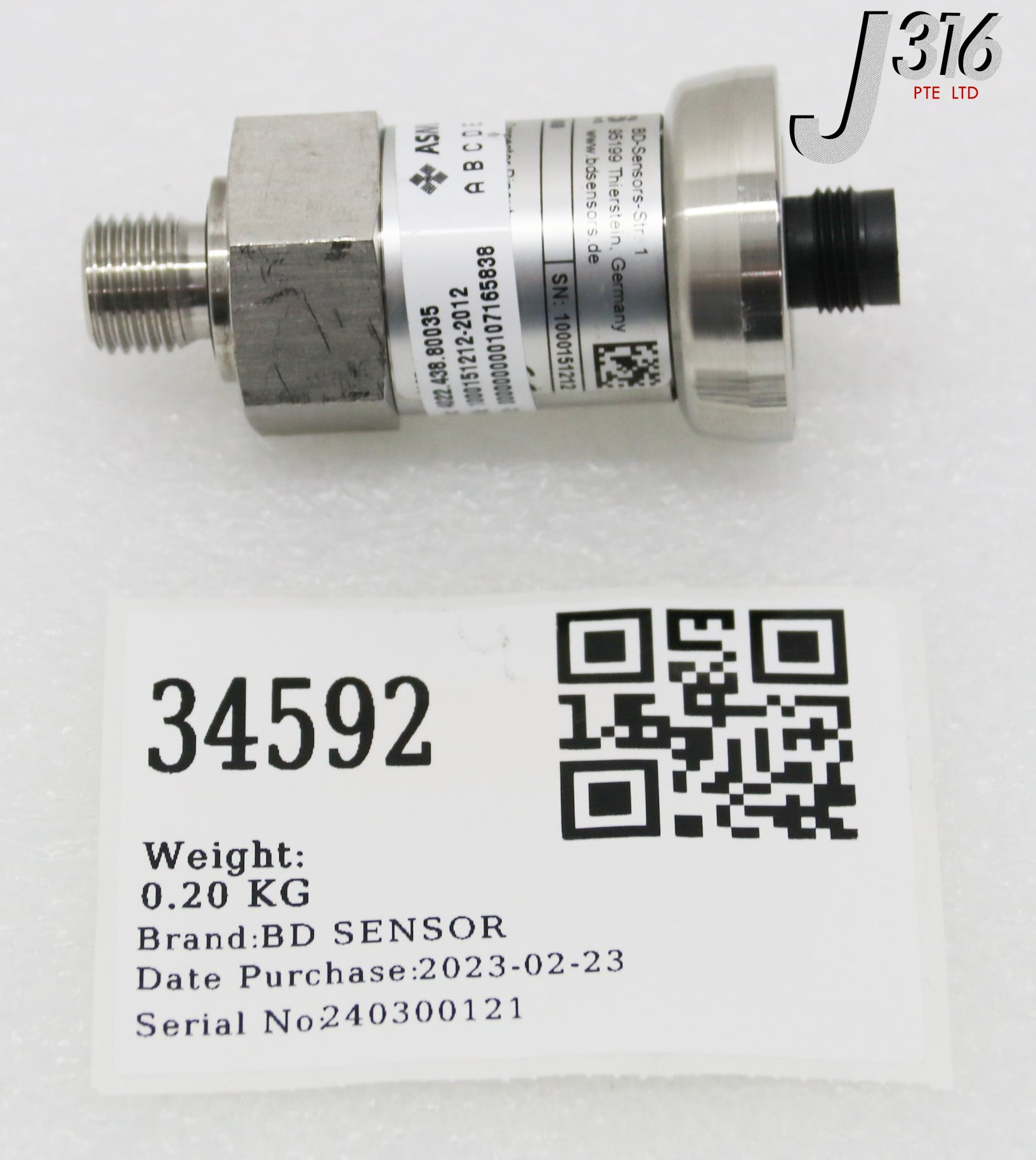 34592 BD SNSR PR TRANSM, LOW PR, P/N: 110-1602-6-2-M01-300-1-000